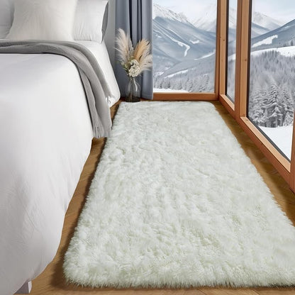 Cream White Runner Rugs for Bedroom Living Room, Ivory Fluffy 2x6 Area Rug | - Image 8