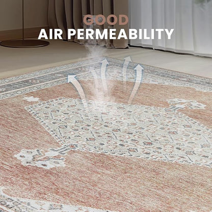 Washable Rugs 8x10 Area Rugs for Living Room, Dining Room, Nursery | Retro - Image 5