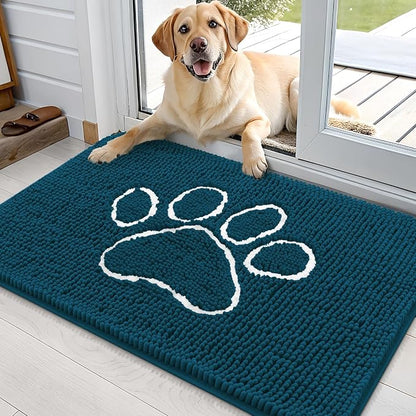 OLANLY Dog Door Mat for Muddy Paws 35x24, Paw Print Design Chenille Mud Mat | by OLANLY