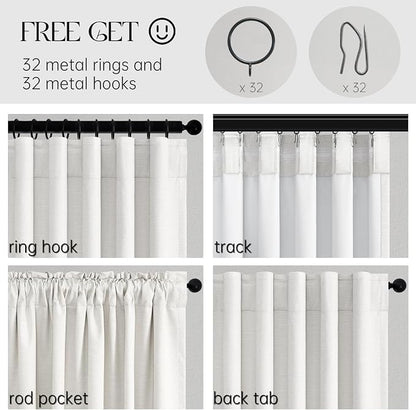 Topfinel Snow White Blackout Linen Curtains 102 Inches Long - Image 4