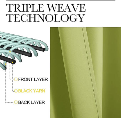 NICETOWN Kitchen Curtains, Short Blackout Curtains & Drapes, Fresh Green - Image 3