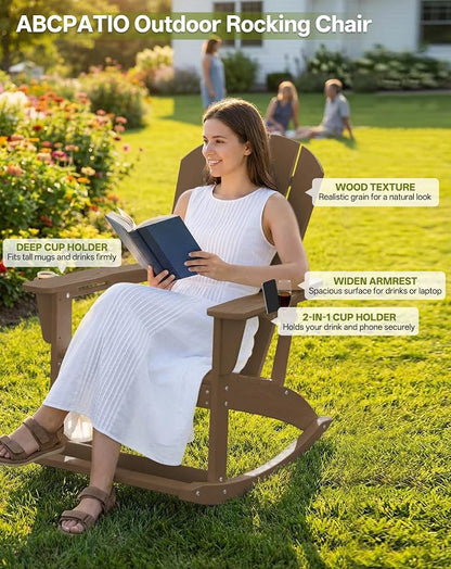 Outdoor Oversized Adirondack Rocking Chairs, All Weather HDPE Patio Rocking - Image 3