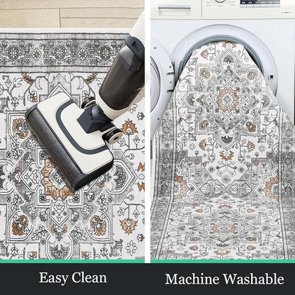 HEBE Hallway Runner Rug 2'x6', Washable Non Slip Kitchen Rug Runner | Soft Boho - Image 6
