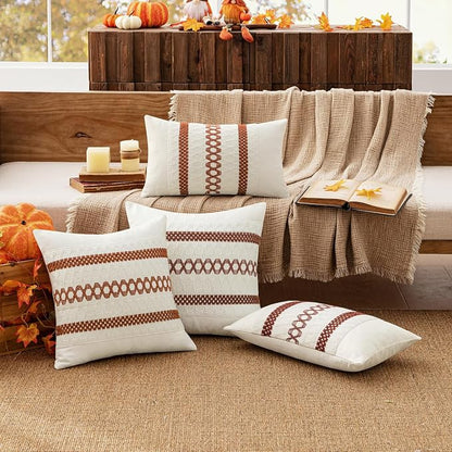 MIULEE Set of 2 Fall Burnt Orange Decorative Pillow Covers 20x20 | Farmhouse - Image 3