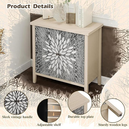 31" Modern Accent Cabinet with Storage, Storage Cabinet with 2 Carved Pattern - Image 4