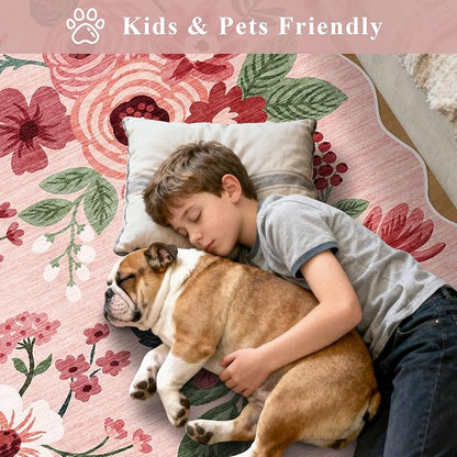 DUKINO 3x5 Area Rugs, Non Slip Floral Washable Rug - Image 4