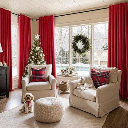 MIULEE Blackout Curtains for Bedroom 2 Panels 40x72 Inch Long Christmas Red | - Image 6