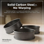Wrenbury Crumpet Rings Nonstick 3.5 inch - English Muffin Rings - Set of 4 Food Ring Molds for Cooking – Metal Baking Egg Ring Set - Made in England