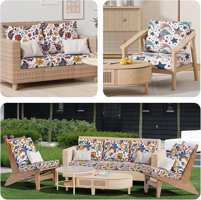 8Pcs Outdoor Cushion Covers, Stretch Patio Furniture Couch Chair Slipcovers | - Image 9