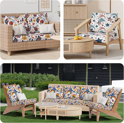 8Pcs Outdoor Cushion Covers, Stretch Patio Furniture Couch Chair Slipcovers | - Image 9