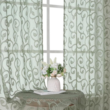 Furman Sage Green Semi Sheer Curtains 72 inches Long by OWENIE