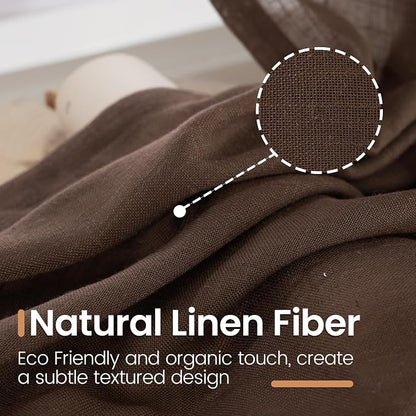 BGment Brown Linen Curtains 45 Inch Length - Image 3