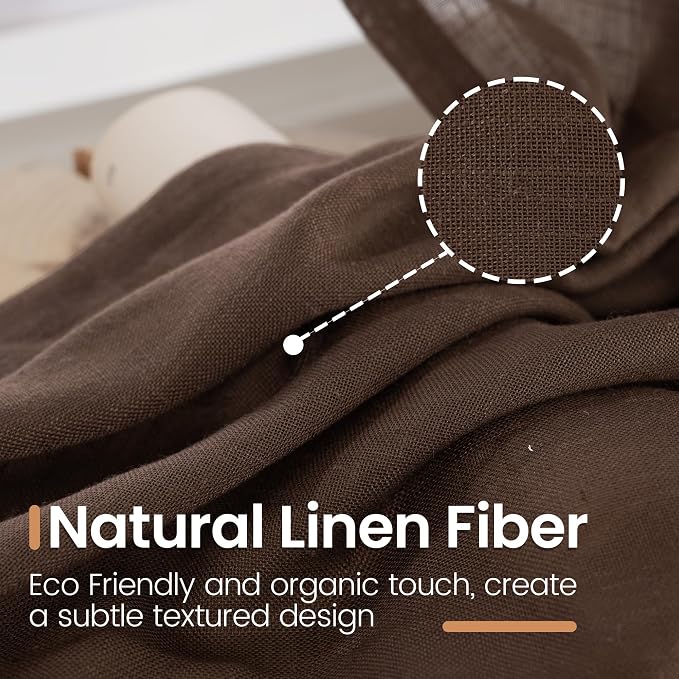 BGment Brown Linen Curtains 40 Inch Length, Short Drapes - Image 3