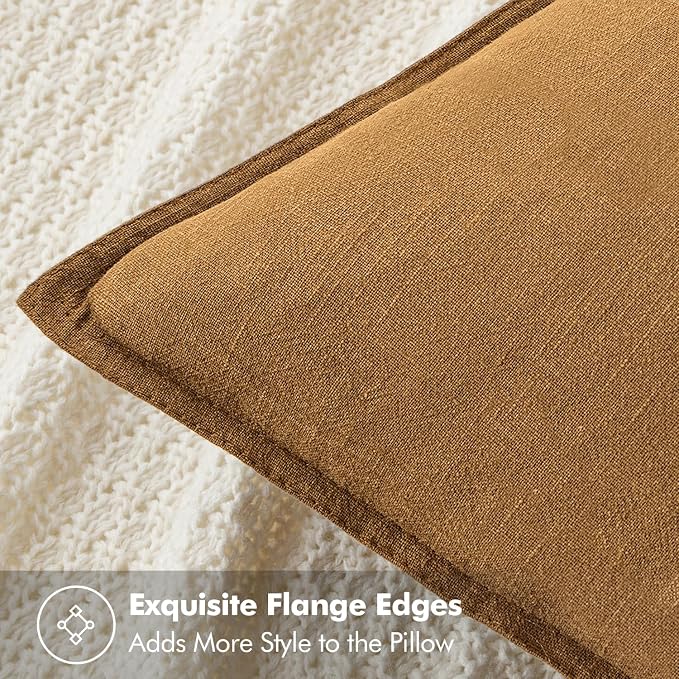 MIULEE Decorative Linen Pillow Covers 18x18 Inch Hazel | Boho Farmhouse​ - Image 2