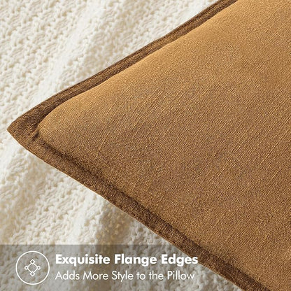MIULEE Decorative Linen Pillow Covers 18x18 Inch Hazel | Boho Farmhouse​ - Image 2