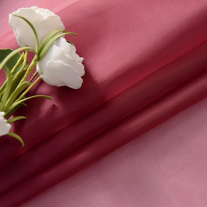 SpaceDresser Burgundy Sheer Curtains 4 Panels Rod Pocket Semi-Sheer Curtain 96 - Image 6