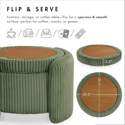 Furniture of America Lennox Modern Chenille 25-inch Round Storage Ottoman - Image 5