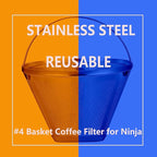 Reusable #4 Cone Coffee Filters for Ninja Dual Brew Pro Coffee Makers,Compatible with Ninja CFP301 CFP201,8-12 Cup Stainless Steel Basket