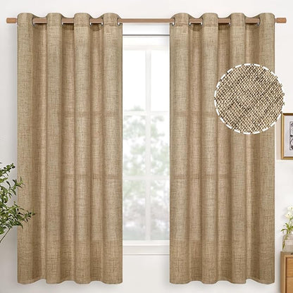 YoungsTex Burlap Linen Curtains 63 Inch Length 2 Panels by YoungsTex