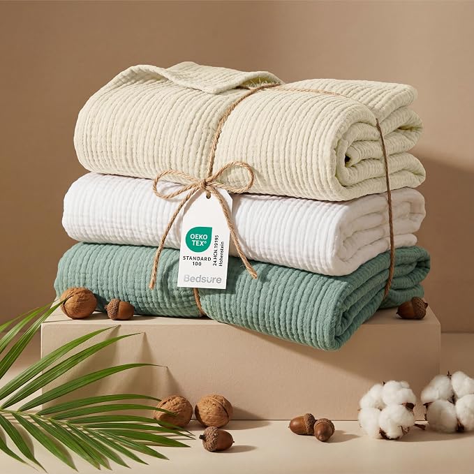 Bedsure 100% Cotton Muslin Blanket King Size - Image 5