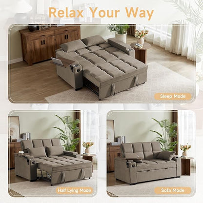 Auvsoce 65" Sleeper Sofa Bed Loveseat, Convertible Couch - Image 7