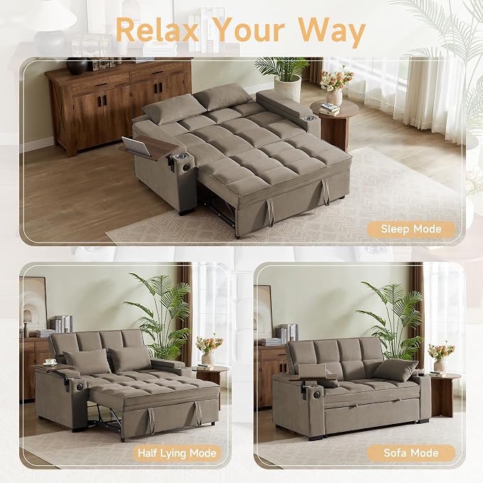 Auvsoce 65'' Chaise Lounge Chair Indoor, 3-in-1 Convertible Sofa Bed - Image 6