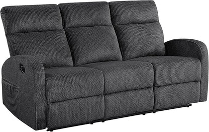 Lexicon Manual Reclining Sofa, Textured Microfiber Recliner Sofa, Wall Hugger - Image 9