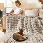 L'AGRATY Faux Rabbit Fur Throw Blanket by LAGRATY