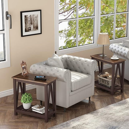 ChooChoo Farmhouse End Table, Rustic Vintage Narrow End Side Table - Image 2