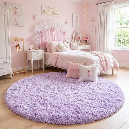 Amdrebio Light Purple Lavender Large Round Rug 8Ft - Image 2