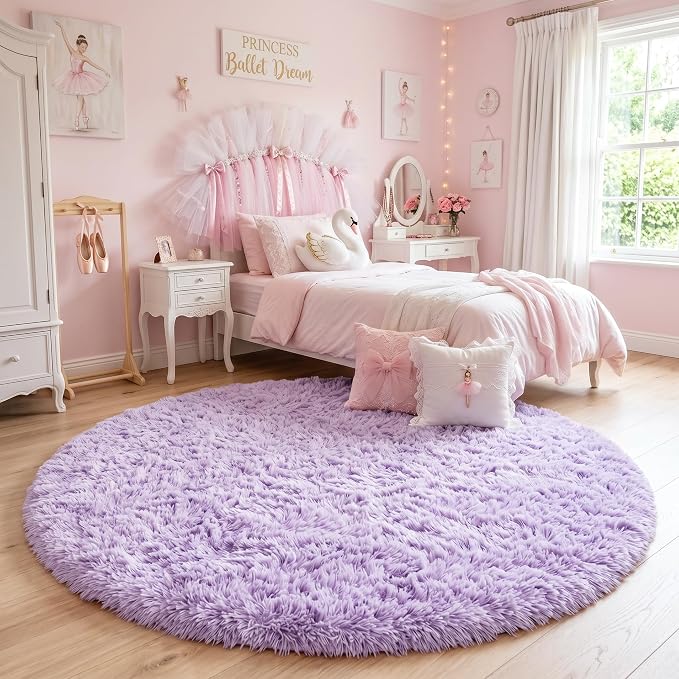 Amdrebio Light Purple Lavender Big Round Circle Rug 7Ft - Image 2