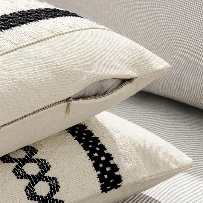 MIULEE Set of 2 Black Boho Decorative Pillow Covers 18x18 Inch | Farmhouse - Image 5