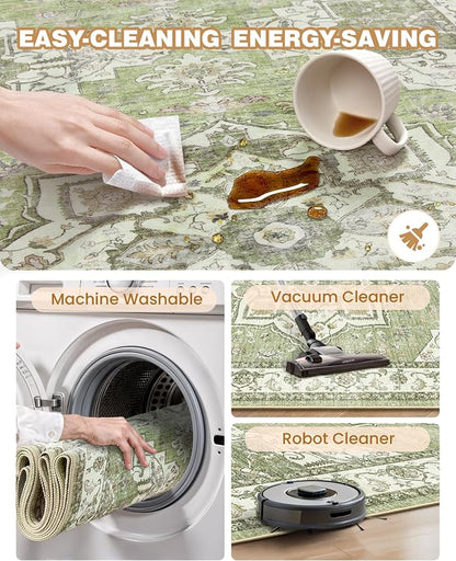Runner Rug 2x10, Washable Rugs for Entryway Rug, Light Green | Non Slip Kitchen - Image 7
