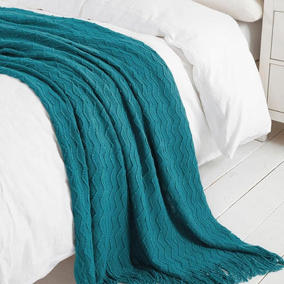 BOURINA Throw Blanket Textured Solid Soft Sofa Throw Couch Cover Knitted - Image 5