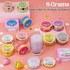 Nomeca Edible Glitter for Drinks Cakes, 8 grams Food Grade Luster Dust Sprinkles Glitter for Cake Decorations, DIY Cocktails, Beverages & Cake Decorating, Dessert Cake Topper (12-Peach Red)