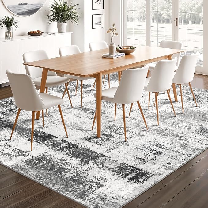 Rugflix 6x9 Area Rugs for Living Room, Washable Grey Large Rug | Machine - Image 8