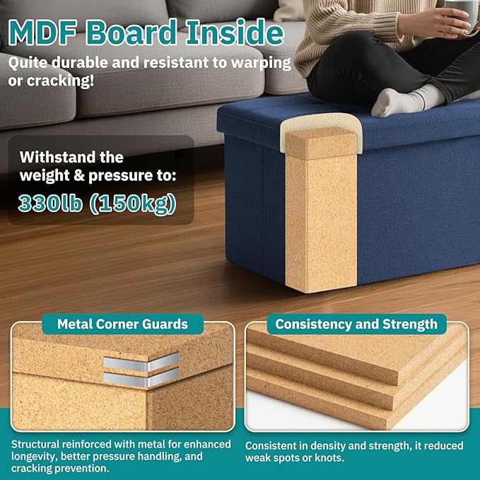 30.5-INCH Storage Ottoman Bench, Footrest - Image 5