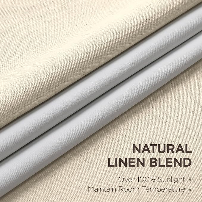 Joydeco 100% Blackout Pleated Curtains, Linen Window Curtains 2 Panel Sets 108 - Image 2
