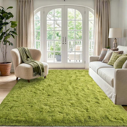 5x7 Green Fluffy Soft Area Rug Non-Slip - Image 2