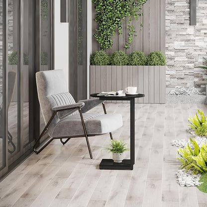 Hosfais Small Side Table End Table, C-Shaped Wood Coffee Table TV Tray - Image 8