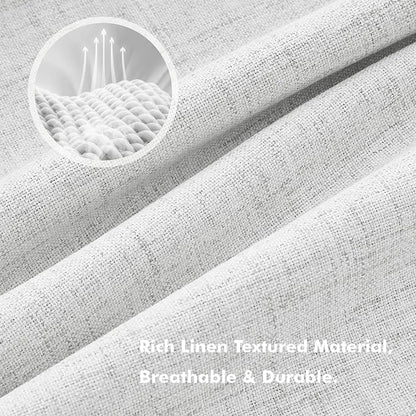 MIULEE 100% Blackout Linen Curtains 42 x 84 Inch Heathered White 2 Panels | - Image 3