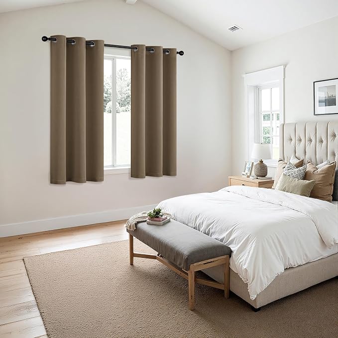 MIULEE Blackout Curtains for Bedroom 2 Panels 40 x 54 Inch Long Khaki | Thermal - Image 6