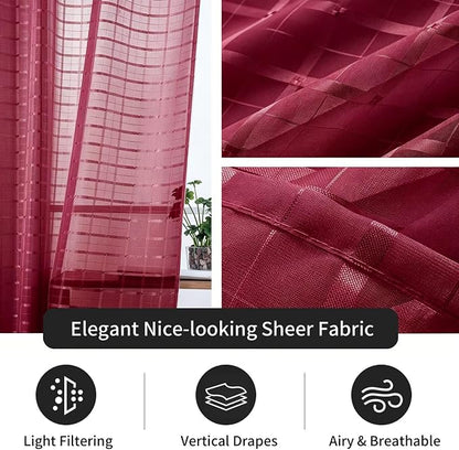 SpaceDresser Check Sheer Curtains 45 Inches Long - Image 4