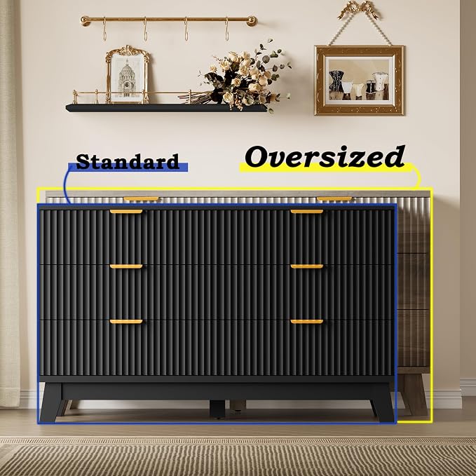 BORNOON Fluted 6 Drawer Dresser, 47.2" Wide Modern Boho Chest of Drawers - Image 3