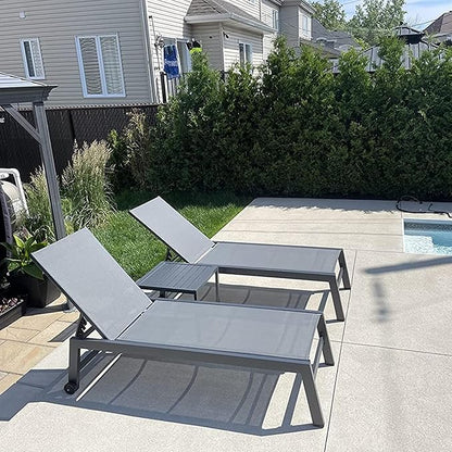 PURPLE LEAF Patio Chaise Lounge Set 4 Pieces Aluminum Outdoor Lounge Chairs by PURPLELEAF