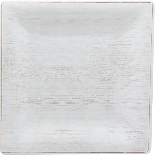 Carlisle FoodService Products Grove Reusable Plastic Plate Square Plate with Rim for Home and Restaurant, Melamine, 8.5 Inches, Buff
