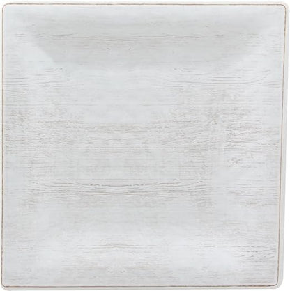 Carlisle FoodService Products Grove Reusable Plastic Plate Square Plate with Rim for Home and Restaurant, Melamine, 10.5 Inches, Buff, (Pack of 12)