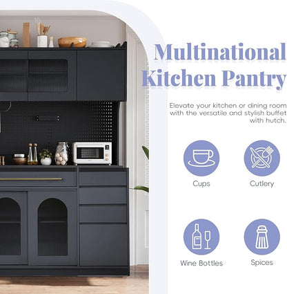 VilroCaz Freestanding Large Kitchen Pantry, Wooden Kitchen Large Coffee Bar - Image 8
