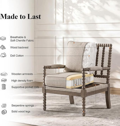 DUHOME Linen Fabric Spindle Accent Chair - Image 5