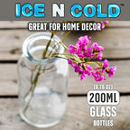 6.76 oz / 200ml Vintage Glass Bottle with Leakproof Clear Lid, Reusable & Eco-Friendly – Ideal for Milk, Juices, Smoothies, Infused Water, BPA-Free Glass Bottle (72-Pack)